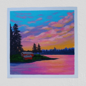 Refugio al Atardecer – Lámina Acrílica 25x25 cm