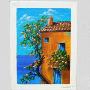 Casa Mediterránea – Lienzo Acrílico 18×24 cm