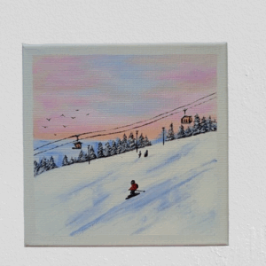 Estación de esquí – Lienzo Acrílico 20x20 cm