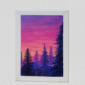Montañas Rosadas – Lienzo Acrílico 18x24 cm